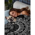 thumbnail image 3 of Black Boho Twim Size Flat Sheet, Wrinkleproof & Fadeproof Cooling Flat Bed Sheet Only, Retro Farmhouse Neutral Abstract Geometric Breathable Soft Bedding Top Sheets 66 x 96 Inches, 3 of 8