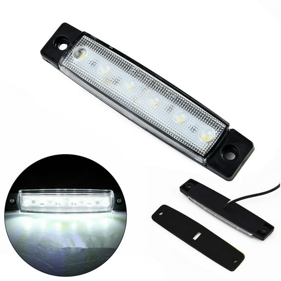 LIKEM White 12V 6 LED Side Marker Light For Trailer Truck Boat BUS Indicator RV Lamp