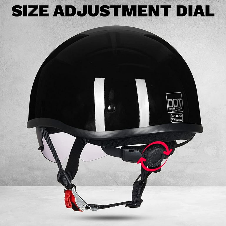 ILM Half Face Half Helmet Motorcycle Light Weight Sun Visor Release Buckle  ATV, Scooter, UTV, Street Bike DOT(Gloss Black, Small) - Walmart.com