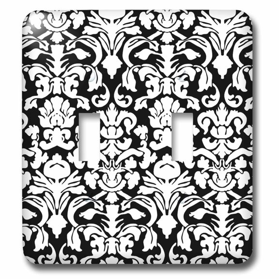 3dRose, Black and White French Floral Fancy Damask Pattern - Classic Classy Elegant and Stylish, double toggle switch