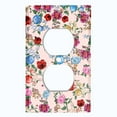 thumbnail image 2 of Metal Light Switch Plate Outlet Cover Colorful Floral Garden Wallpaper Pink ROS040, 2 of 13