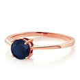 thumbnail image 5 of Gem Stone King 10K Rose Gold Blue Sapphire Solitaire Engagement Ring for Women (1.00 Cttw, Round 6MM, Gemstone September Birthstone, Size 8), 5 of 5