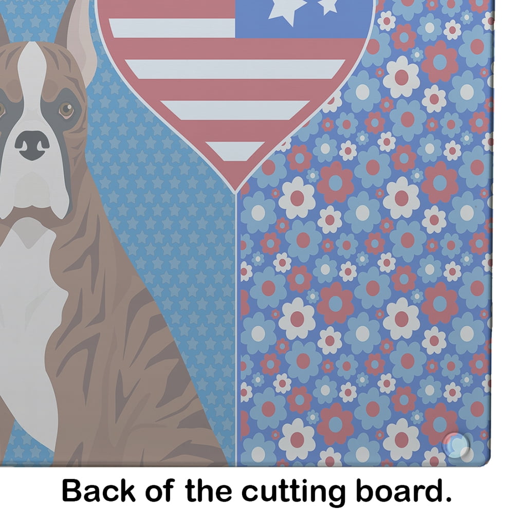 Red Brindle Boxer Glass Cutting Board Large 12 in x 15 in