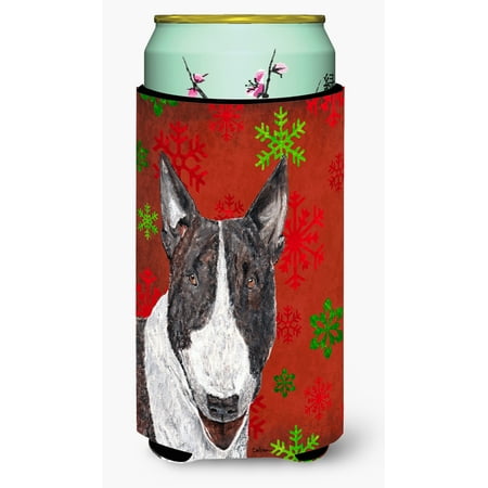 Bull Terrier Red Snowflake Christmas Ultra Beverage Insulators for slim