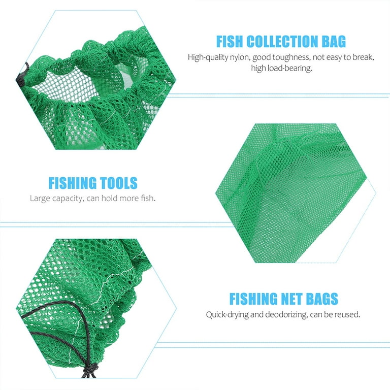 4Pcs Portable Nylon Fishing Net Diving Fish Net Bag Drawstring Fish  Catching Net