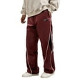 thumbnail image 2 of Men's Baggy Track Pants Y2K Streetwear Pants Drawstring Letter Pockets Casual Lounge Trousers Red M, 2 of 9
