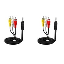 2 PCS 3.5mm to RCA Camcorder Handycam AV Audio Video Output Cable, 1/8" TRRS to 3 RCA Male Plug AUX Cable Cord for TV,Smartphones,MP3, Tablets,Speakers,Home Theater - 5ft