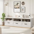thumbnail image 2 of 70-pulgada mid-century moderno mesa de TV para 75-pulgada tvs - blanca entertainment center con almacenamiento cajón y abiertos estantes para sala de estar, 2 of 7