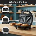thumbnail image 6 of OVENTE 3 in 1 Electric Sandwich Maker, Panini Press Grill and Waffle Iron Set with Removable Non-Stick Plates, Perfect for Cooking Grilled Cheese, Tuna Melts, Burgers, Steaks and Snacks, Black GPI302, 6 of 10