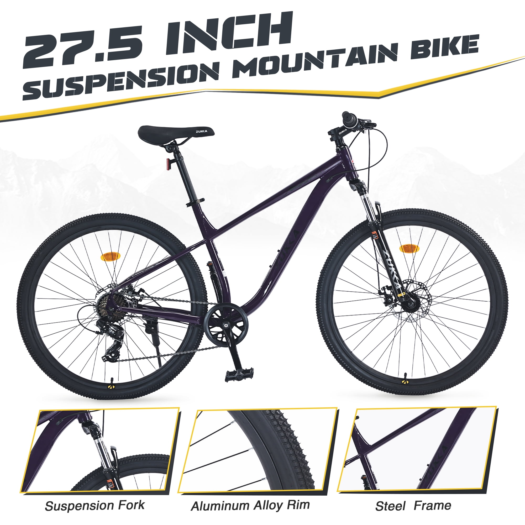 Ambifirner 27 inch Men Mountain Bike - 8-Speed Gear System & Wanda All-Terrain Tires - 85% Pre-Built Cycling Bike