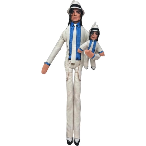 2‑Pack Michael Plush Doll Set, 28cm & 10cm Posable Wire‑Framed Stuffed Figures, Multiple Iconic Classic Outfit Styles, Bend‑to‑Pose for Signature Dance Moves, Collectible Toy Gift for Music Fans