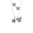thumbnail image 2 of Delight Jewelry Silvertone Antiqued Starfish Silver tone Guardian Angel Charm Necklace and Stud Earrings, 2 of 4