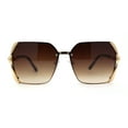 thumbnail image 2 of Womens 90s Luxury Jewel Ribbon Hinge Square Butterfly Sunglasses Gold Brown, 2 of 4