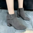 thumbnail image 4 of Tao Tao Women's Booties With Heel, Chunky Stacked Heel Zipper Ankle Boots For Ladies Gray 42, 4 of 5
