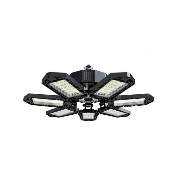 600W LED Garage Light, 7 1 Panel Deformable Ceiling Light, 6500K Foldable Garage Lighting with E26 E27 Base for Workshop Basement Warehouse