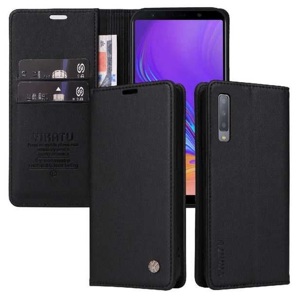 Funda para Samsung Galaxy A7 2018 Estuche de Cuero PU Tipo Cartera con Ranuras para Tarjetas y Cierre Magnético