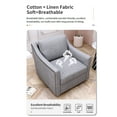 thumbnail image 5 of Swivel Armchair Soft Cotton Linen Fabric Nail Decor Brass Black Legs Versatile Living Room or Bedroom Chair 360° Rotation Comfortable Sitting Modern Design Style Home Decor, 5 of 11