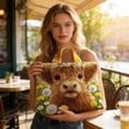 thumbnail image 5 of Vintage Quilted Tote Bag Women Lightweight Travel Bag Purse Cotton Shoulder Tote Bag-The Cow and the Dandelion, 5 of 7