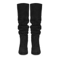 thumbnail image 4 of YDN Women Round Toe Knee High Boots Pull on Slouch Chunky Mid Heels Fashion Winter Daily Dress Shoes Size 7 Black, 4 of 4