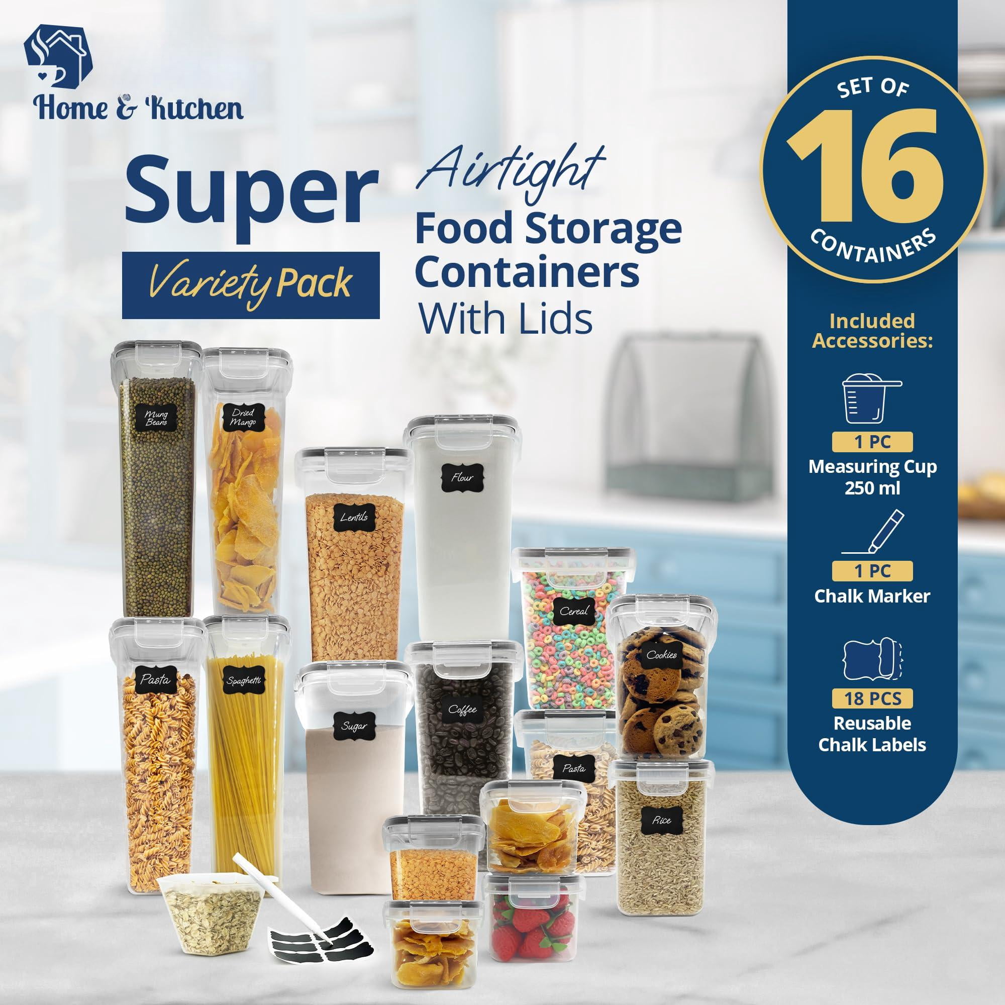 Airtight Food Storage Containers 16 Set BPA-Free Kitchen Pantry Organization