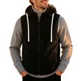 thumbnail image 6 of Jackets for Men, Men's Solid Hooded Full Zip Quilted Puffer Vest, Drawstring Hood Warm Sleeveless Jacket for Outdoor Walking, 6 of 7