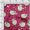 thumbnail image 2 of oneOone Georgette Viscose Magenta Fabric Kids Sheep Quilting Supplies Print Sewing Fabric By The Yard 42 Inch Wide, 2 of 4