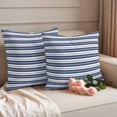 thumbnail image 2 of Navy Blue Striped Outdoor Waterproof Pillow Covers, Farmhouse Striped Geometric Art Decorative Square Throw Pillowcase Sofa Cushion Sham for Patio/Couch/Chair, 20"x20" 2 Pack, 2 of 8