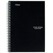 Five Star Wirebound Notebook, 2 Subject, College Ruled, 6" x 9 1/2", Black