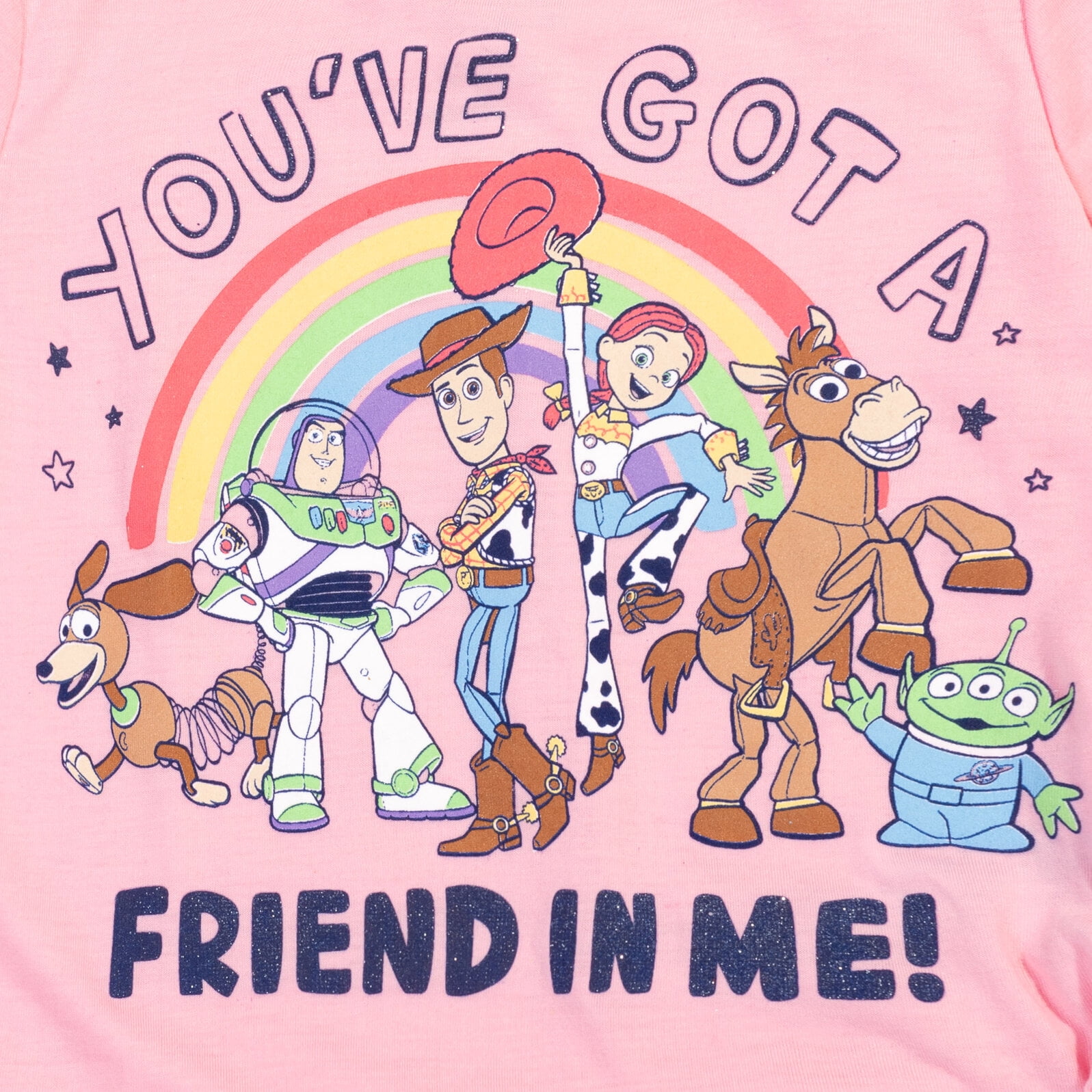 Disney Toy Story Toddler Girls' 2-Piece T-Shirt and Bike Shorts Set Toy Story Pink Blue