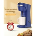 thumbnail image 3 of Single Serve Coffee Maker for K Cup Pod & Ground Coffee 2 in 1, K Cup Coffee Machine 14 oz Brew Size, Mini Single Cup Coffee Pod Fast Brew, Reusable Filter, Blue, 3 of 7