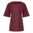 thumbnail image 3 of Wine S WIZUTIZ Top for Women up to 60% Off Holiday Beach Trendy Loose Fit Shirts Short Sleeve Oversize Solid Tshirts Cozy Style Crew Neck Fashion Tops Breathable Work Out T-shirt Lightweight Ladies T, 3 of 4