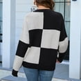 thumbnail image 6 of Women's Plaid Checkered Sweater Color Block Crewneck Pullover Drop Shoulder Oversized Fit Trendy Graphic Knit Top for Fall Winter Casual Outfits, 6 of 6