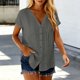 thumbnail image 4 of Camisetas de Manga Corta Extra Larga para las Mujeres con Cuello en V Botón Placa con Cuello Blusa de Túnica, Camisa de Manga Larga Azul Claro Mujeres, 4 of 8