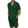 thumbnail image 2 of Men Summer Pajamas Sets Short Sleeve Sleepwear Button-Down PJs Sets Two-Pieces Loungewear with Pockets, 2 of 4