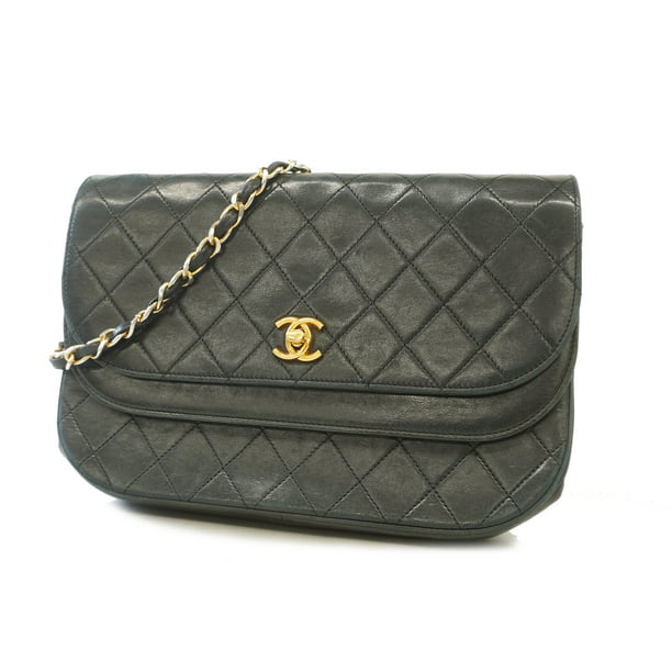 Used Auth Chanel Matelasse Chain Shoulder Women's Leather Shoulder Bag  Black 