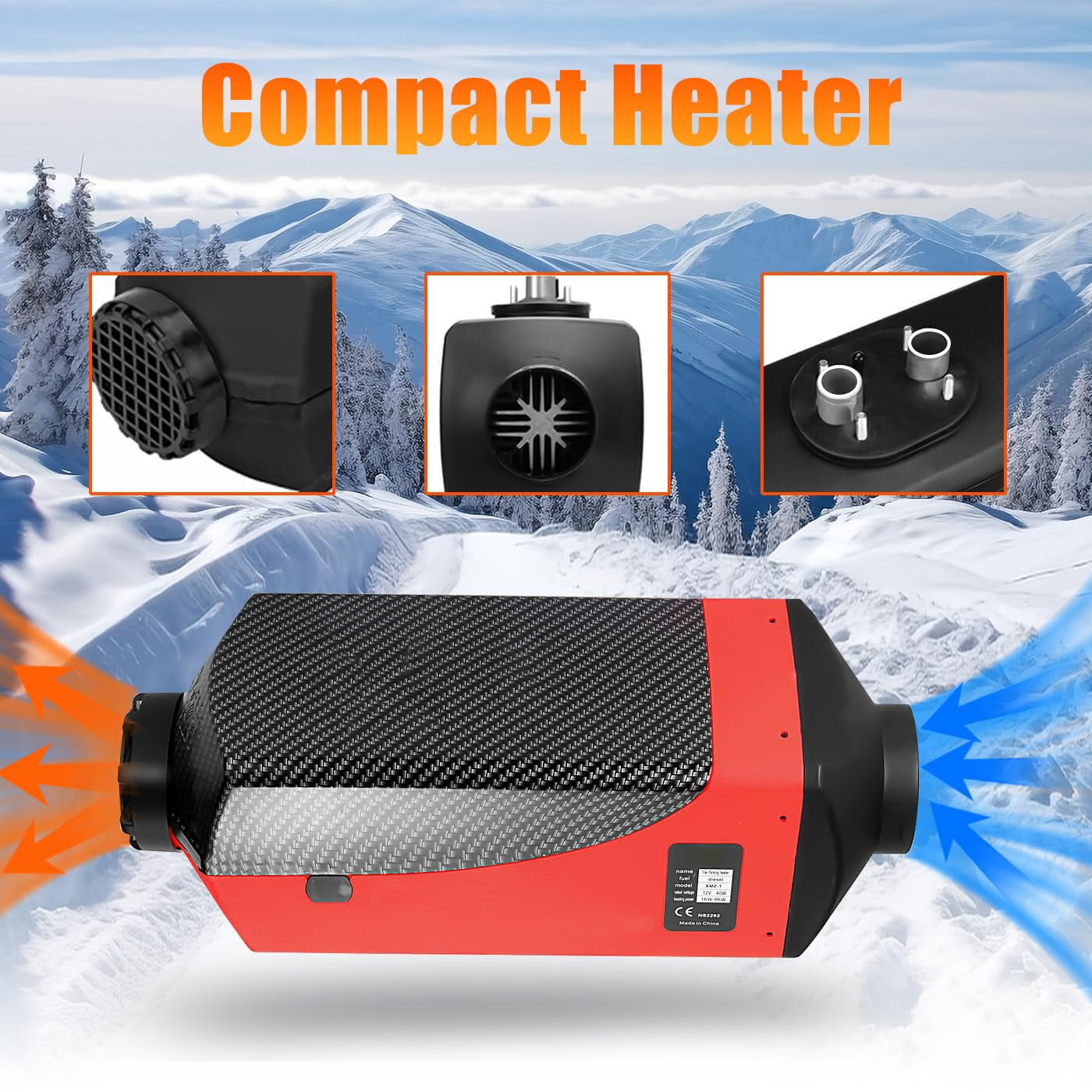 Jacgood 12V Diesel Air Heater,Digital Display 5KW for Car Trucks Motor-home Boat Bus Can(with LCD Monitor, Tank),Red