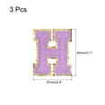 thumbnail image 2 of Parches de letras H de chenilla Uxcell tamaño grande 80mm/3.15 pulgadas, parches H de purpurina dorada para ropa, paquete de 3 (púrpura), 2 of 5