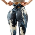 thumbnail image 1 of Gibobby Pantalones mujer Pantalones Strethcy Cintura Impresión Yoga Fitness Leggings Stretch Mujer Pantalones altos(Azul， M), 1 of 5