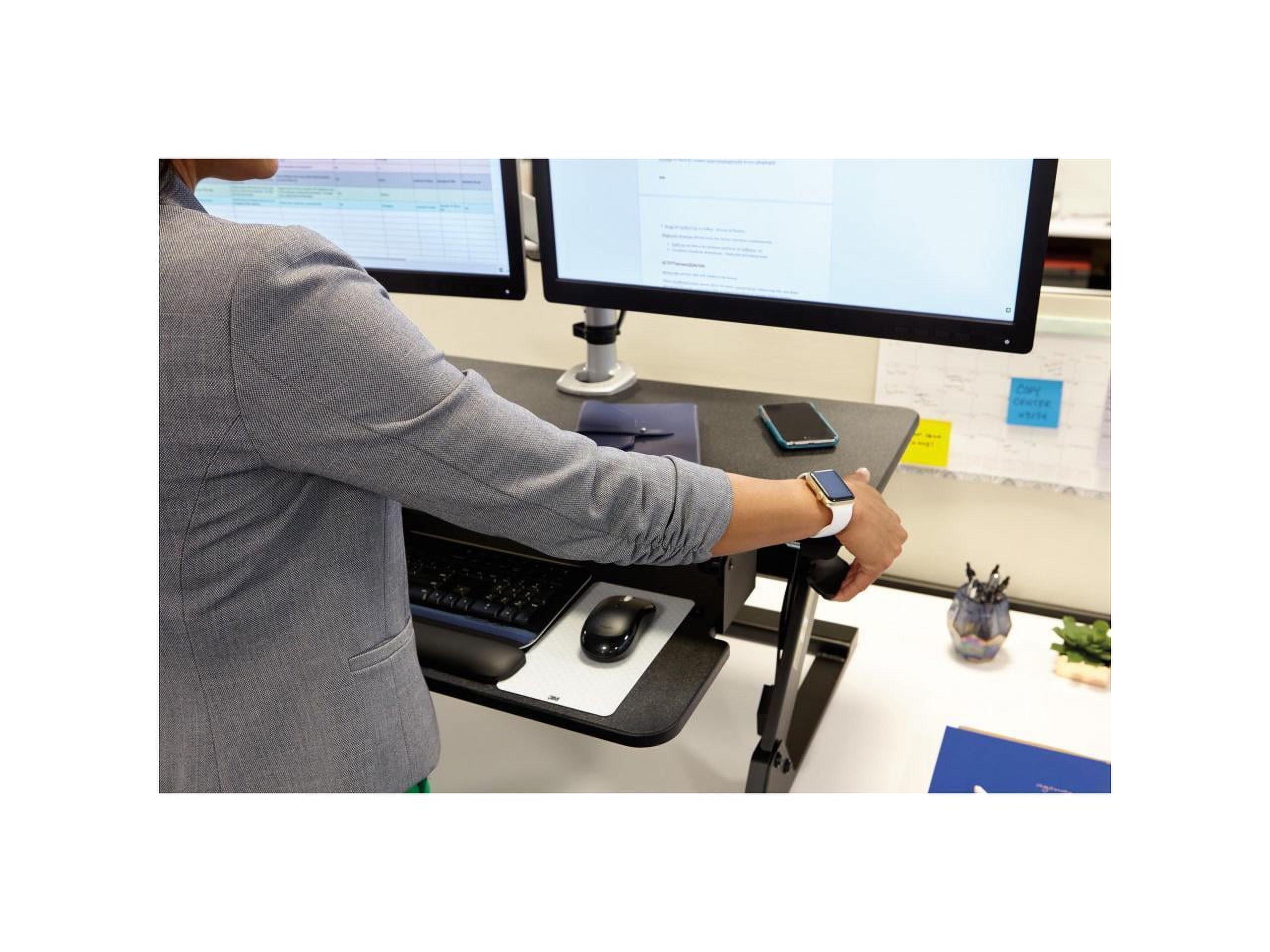 3M Precision Standing Desk, Convert Desk to Sit Stand Desk, Fully Assembled, Provides Maximum Adjustability to Achieve Your Most Comfortable Standing Work Position, Gel Wrist Rest, Mouse Pad, SD60B