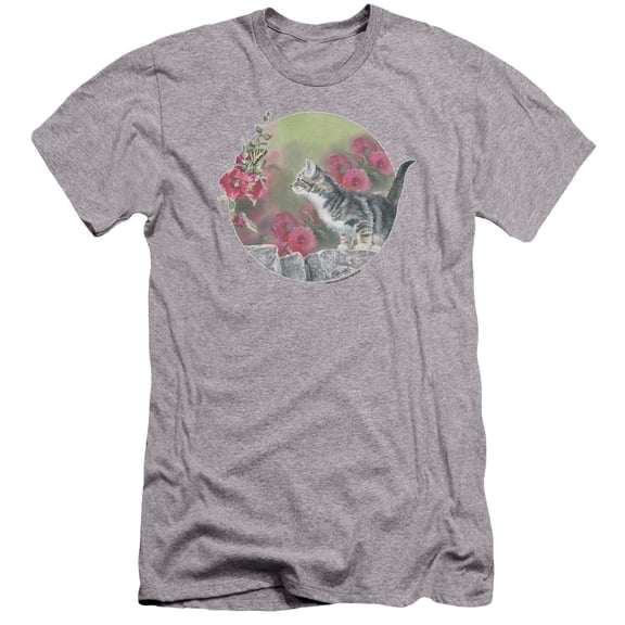Wild Wings Kitten Flowers Premium S/S Adult 30/1 T-Shirt Athletic Heather