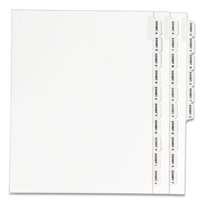 Exhibit A-Z Letter White Avery-Style Legal Exhibit Bottom Tab Divider Title 