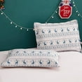 thumbnail image 5 of Green Essen Christmas Quilt Set Queen/Full Size Reversible Rustic Quilt Cabin Bedspreads Reindeer Bells Coverlet Lightweight Bed Cover with 2 Pillowcases, 5 of 7
