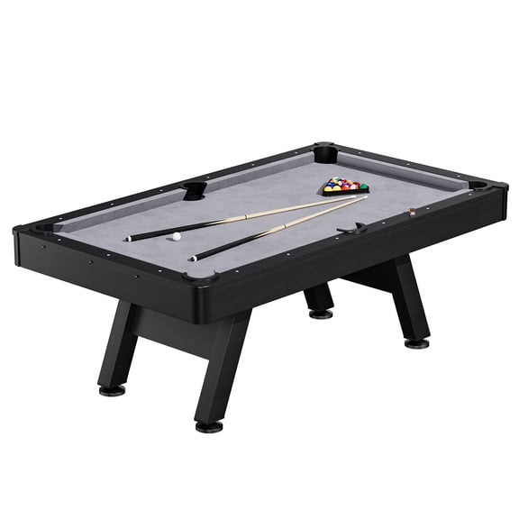 7 ft Pool Tables with Wood Finish,Complete Billiard Set with 2 Cues, Balls, Triangle, Chalk & Brush,Modern Billiards Table for Adults & Family