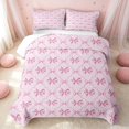 thumbnail image 2 of Erosebridal Princess Bow Tie Quilt King, Cute Ribbon King Coverlet Set, Pink Reversible, Soft Pink, 3-Piece (1 Bedspread and 2 Pillowcases), 2 of 7