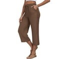 thumbnail image 6 of JUSLIO Capris for Women Linen Drawstring, with Pockets Loose Solid Everyday Casual Slim Straight Capris, 6 of 9