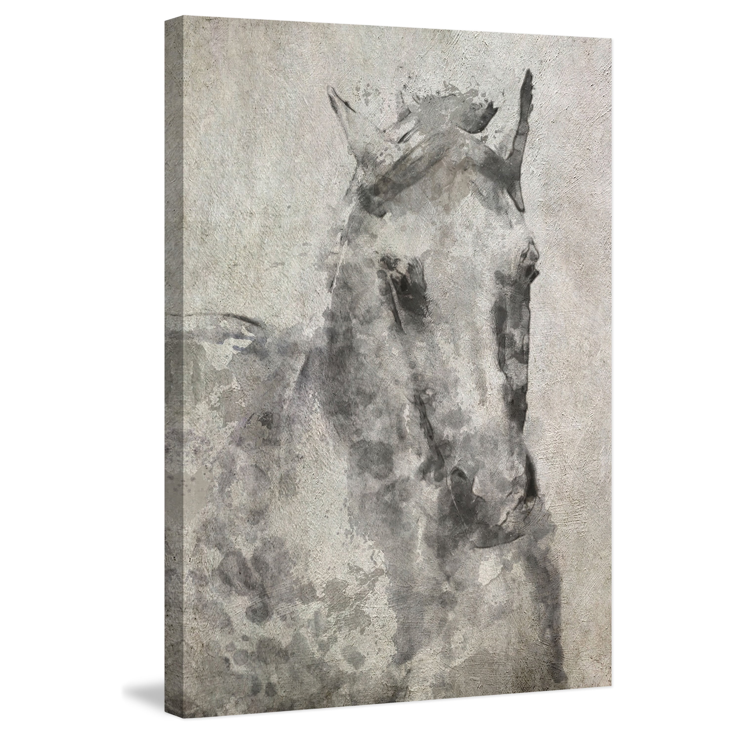 Marmont Hill "White Grey Horse" by Irena Orlov Painting Print on Wrapped Canvas