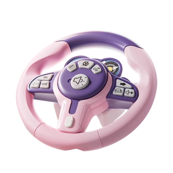 Volante de juguete interactivo para niños. Portátil con ventosa. Rosa