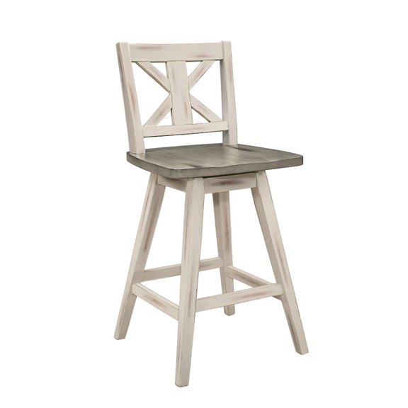 Homelegance Amsonia 360 Swivel Bar Counter Height Chair Stool, White (2 Pack)