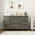 thumbnail image 6 of Gray 9 Drawer Horizontal Combo Dresser for Bedroom, Modern Chest of Drawers Wood Storage Cabinet for Living Room, 6 of 6