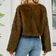 thumbnail image 6 of Women's Fleece Jackets Long Sleeve Shaggy Winter Faux Fur Jacket Luxury Warm Furry Open Front Outerwear Winter 2025 (S, Brown-A), 6 of 6